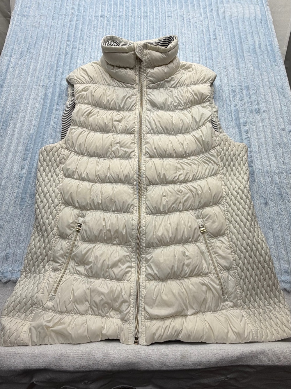 Calvin Klein Cream Quilted Puffer Vest - Zip Front